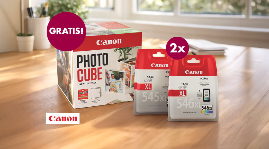 Brezplačnen foto papir Photo Cube Canon ob nakupu 2 kartuš Canon