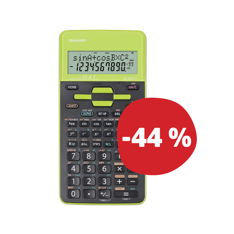 Kalkulator, Sharp, EL531THBGR, tehnični, 273 funkcij, 2-vrstični, črno-zelen