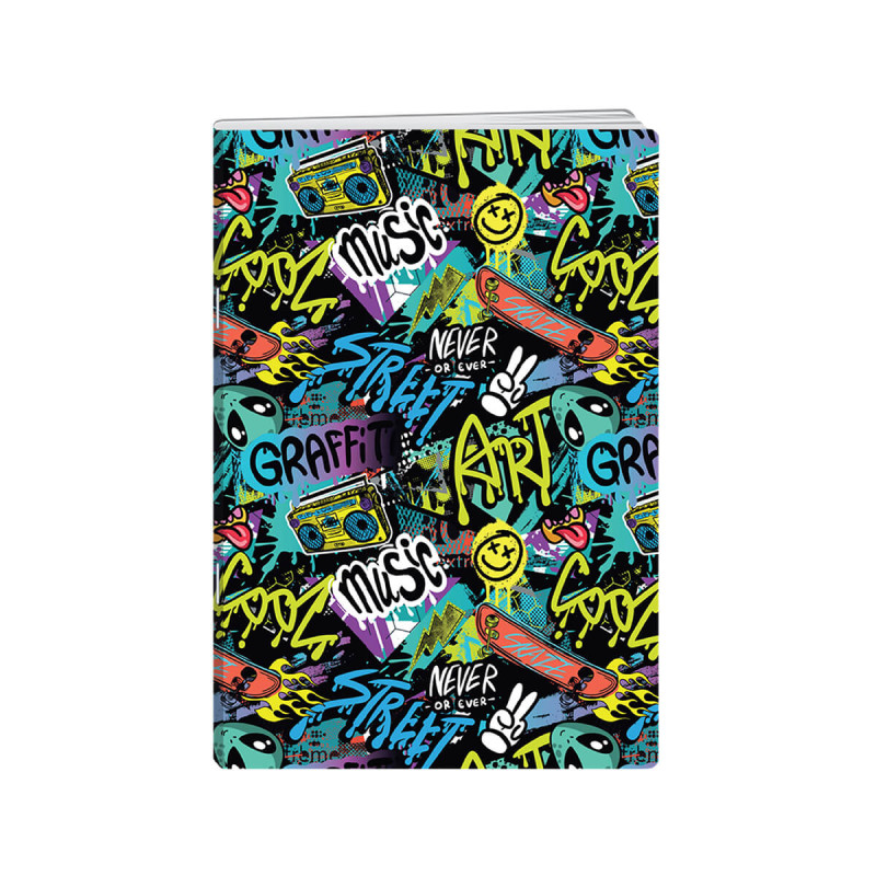 Zvezek A4, 52 listni, karo 5mm, Grafiti, New Design