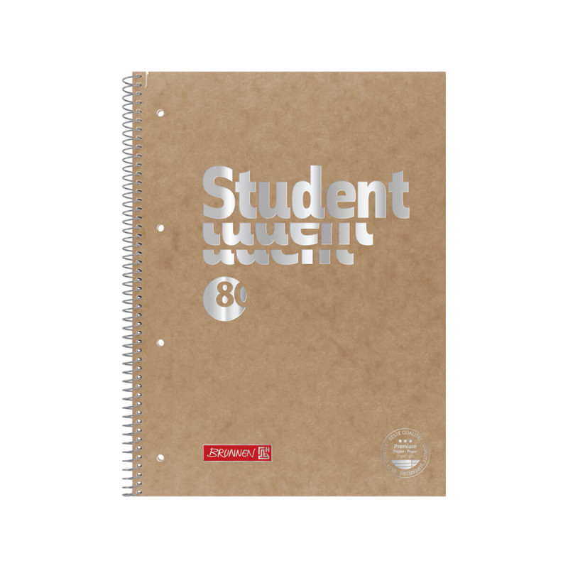 Špiralni zvezek, Brunnen, Natural,  A4, črtan, 80 listni