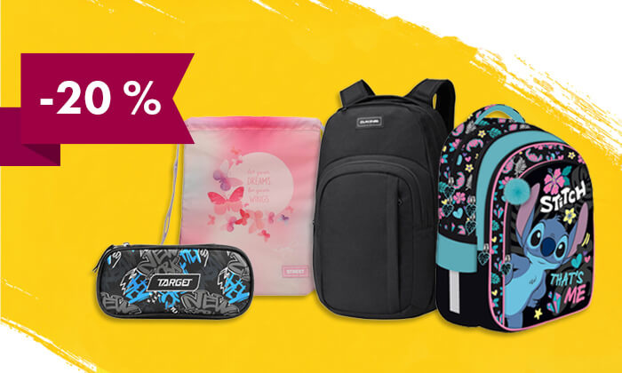 -20 % na izbrane šolske torbe, nahrbtnike in peresnice