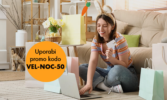 - 50 %  na najcenejši izdelek v košarici  ob nakupu vsaj 2 izdelkov