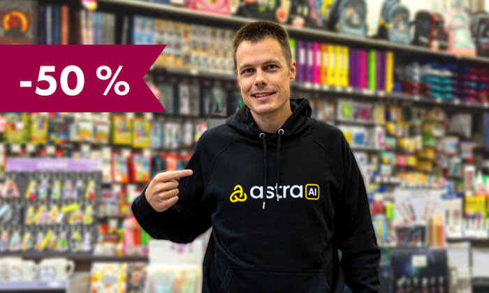 -50 % na puloverje s kapuco Astra AI