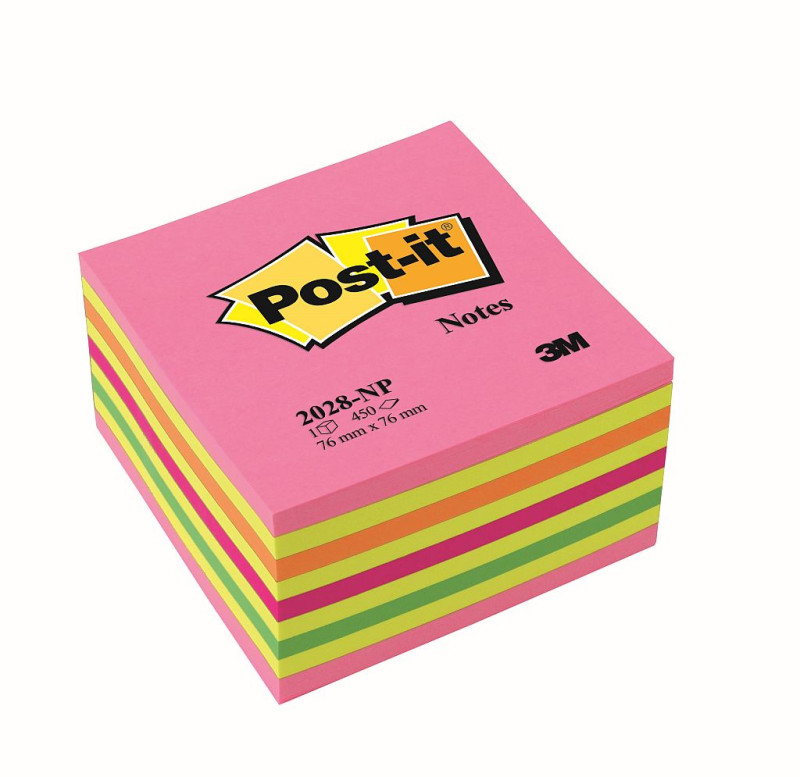 3M Post-it 2028N NEON PINK kocka. 76x76mm . 450 lističev