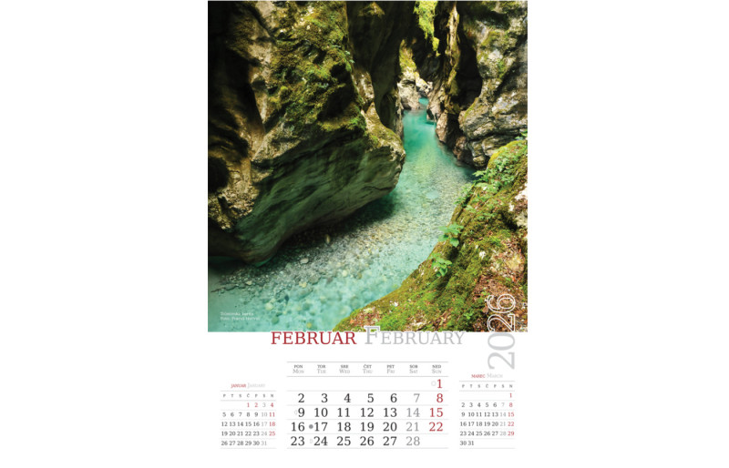 Stenski koledar Slovenske vode 2026, 33 x 54 cm
