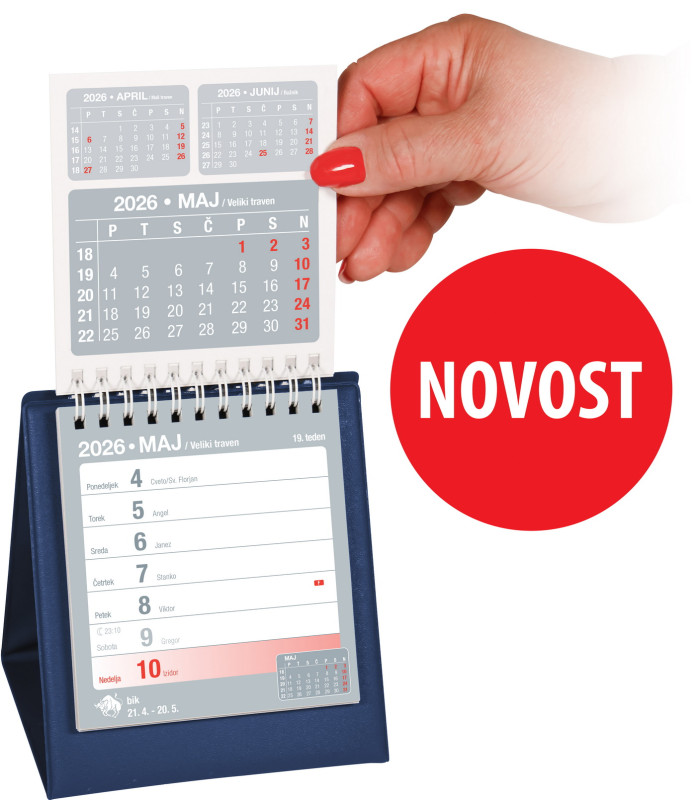 Namizni tedenski koledar Alfa s PVC podstavkom 2026, moder