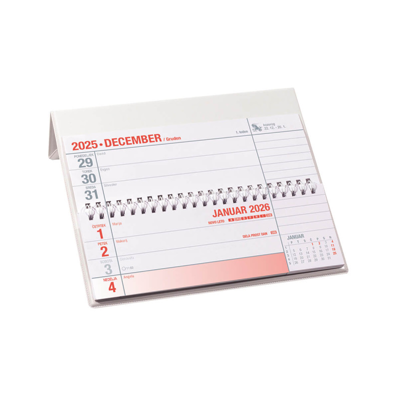 Namizni koledar, špirala, bel, 2026