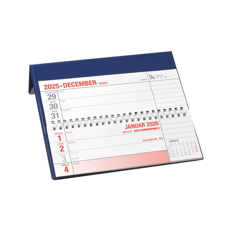 Namizni koledar, špirala, moder, 2026