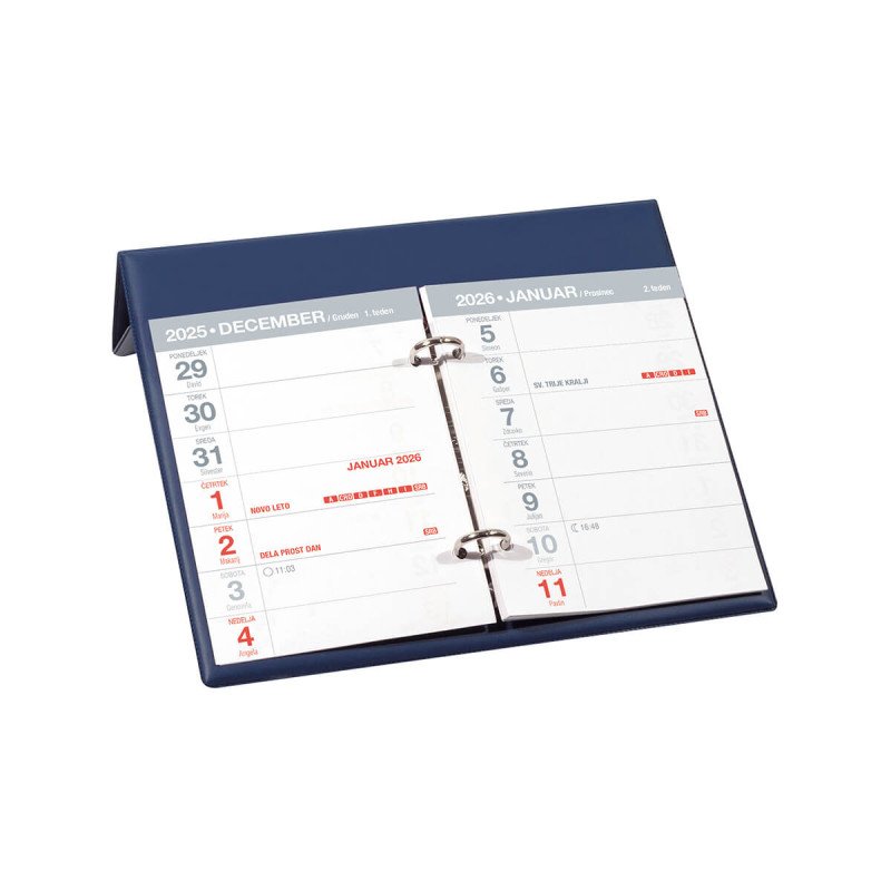 Namizni koledar, 14-dnevni, PVC, moder, 2026