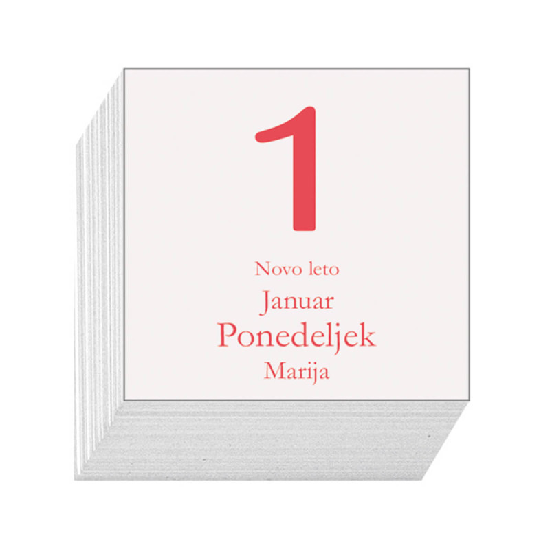 Letni koledar, dnevni, kocka, 2026