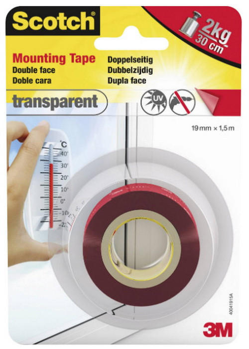 Obojestranski lepilni trak 19x1,5m prozoren