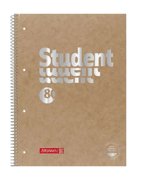 Špiralni zvezek, Brunnen, Natural,  A4, črtan, 80 listni