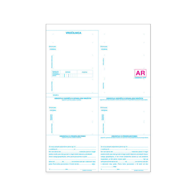 0.42-3 Kuverta za vročanje po ZPP - A4 vrečka