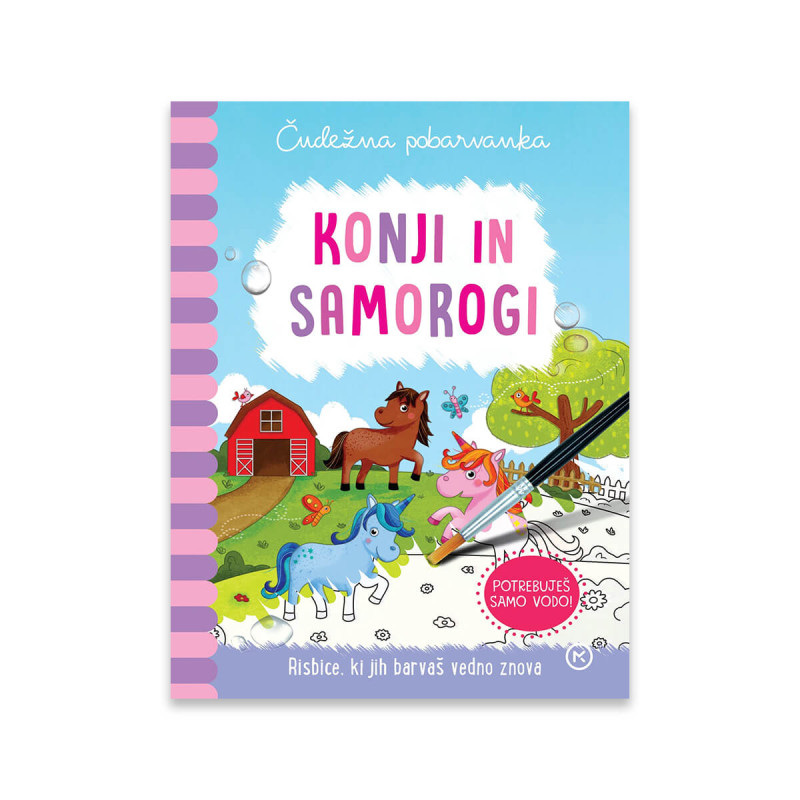 Konji in samorogi.-čudežna pobarvanka