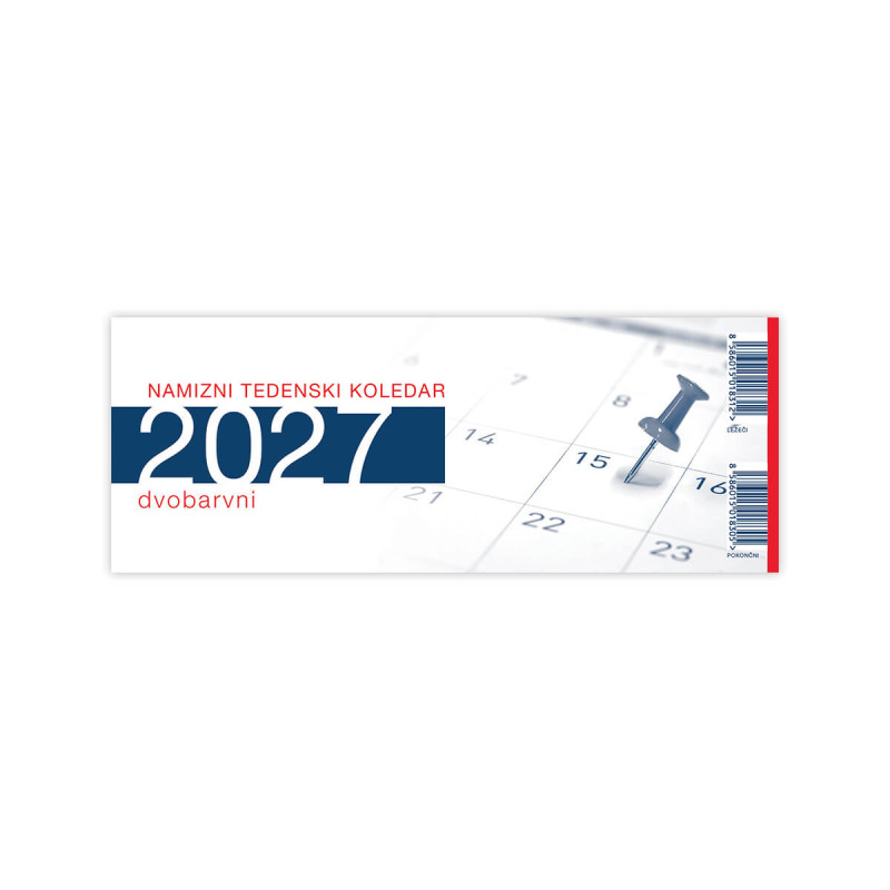 Namizni koledar, ležeči, dvobarvni, 2027, 201230,  29,7 x 15