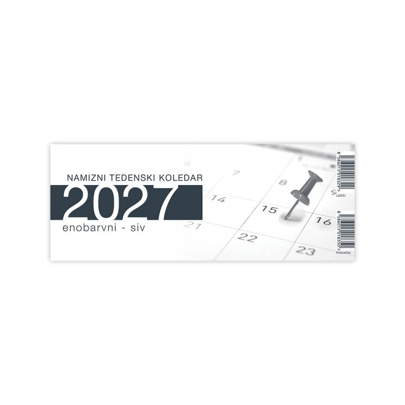 Namizni koledar, ležeči, enobarvni, 2027, 201235,  29,7 x 15