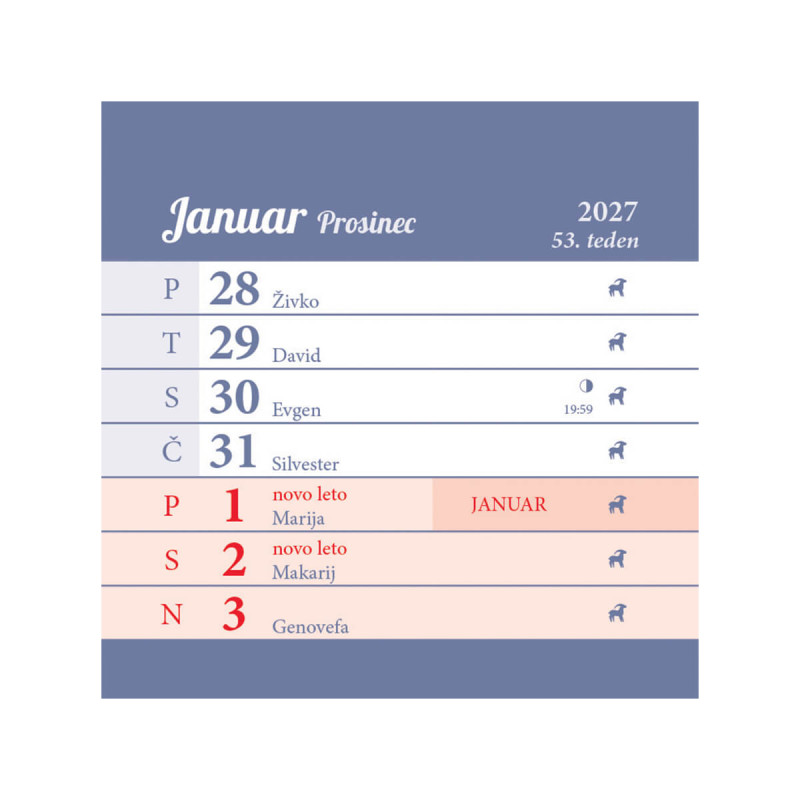 Namizni koledar, piramida, 2027, 201234, 12,5 x 15