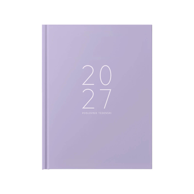 Poslovnik, tedenski z datumi, 20 x 26,9 cm, črte, 192 strani, 80g beli papir, vijola, 2027