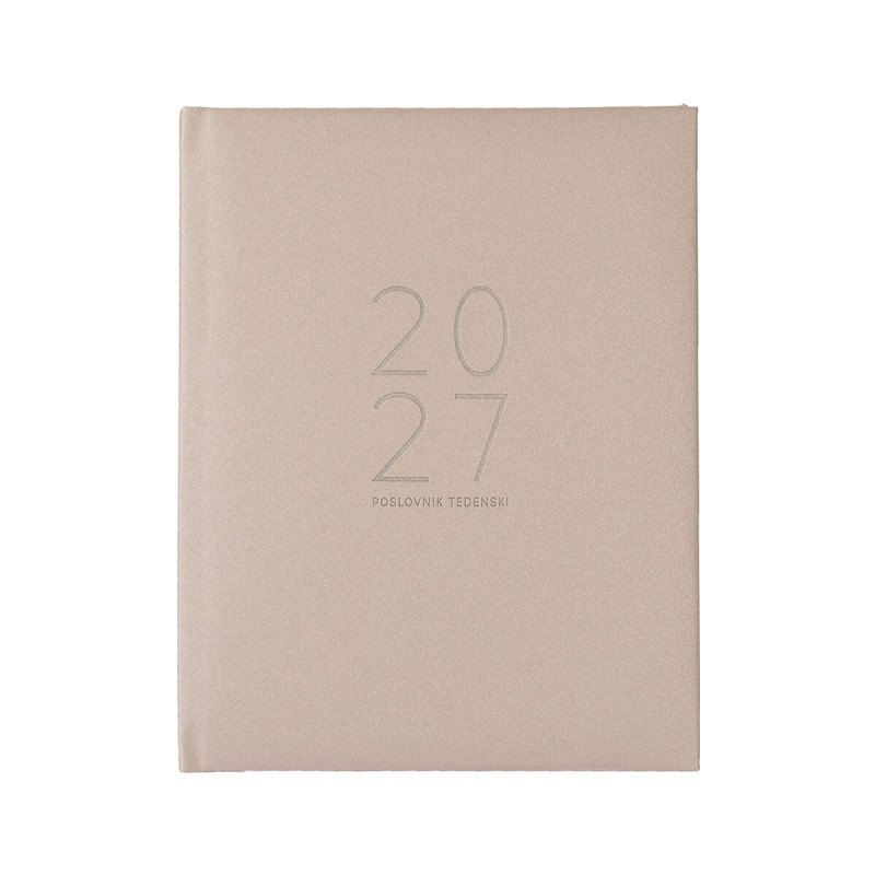 Poslovnik, SPARKLE, tedenski z datumi, 20 x 26,9 cm, črte, 192 strani, 80g beli papir, roza, 2027
