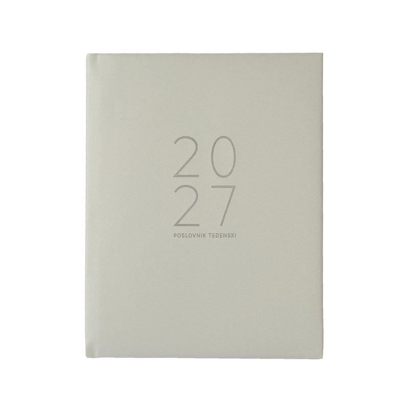 Poslovnik, SPARKLE, tedenski z datumi, 20 x 26,9 cm, črte, 192 strani, 80g beli papir, srebrna, 2027
