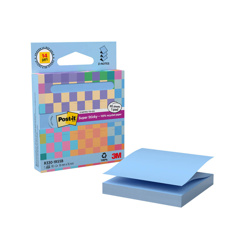 Samolepilni Z lističi, Post it, Super Sticky, R330-1SSP, 76x76mm, 90/1, pastel moder