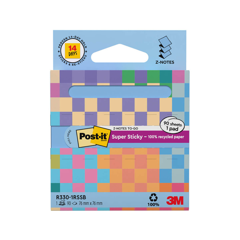 Samolepilni Z lističi, Post it, Super Sticky, R330-1SSP, 76x76mm, 90/1, pastel moder