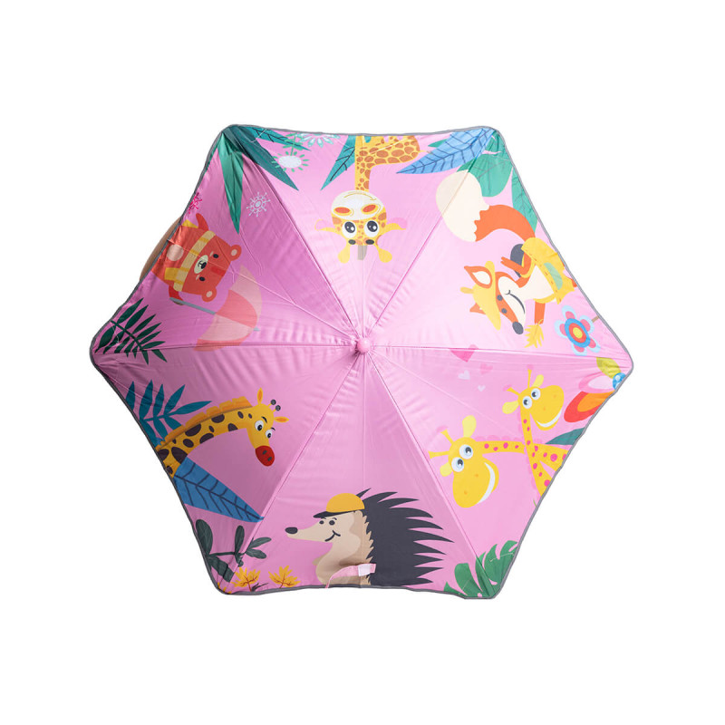 Otroški dežnik GREEDO ZOO plastični ročaj, ročno odpiranje, motiv zoo