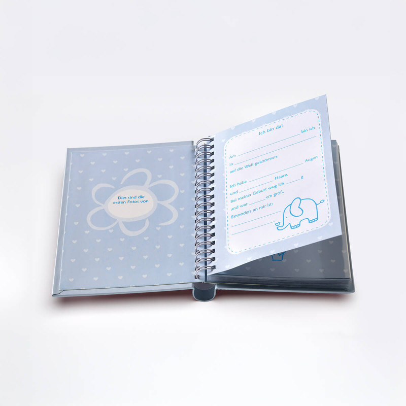 Mini otroški album, moder, mladiči, 30 slik, 11,5 x 15,5 cm