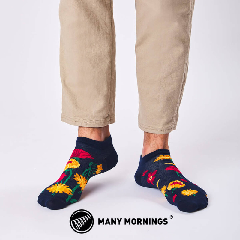 Nizke nogavice Many mornings, FLOWER POWER NAVY, 39-42