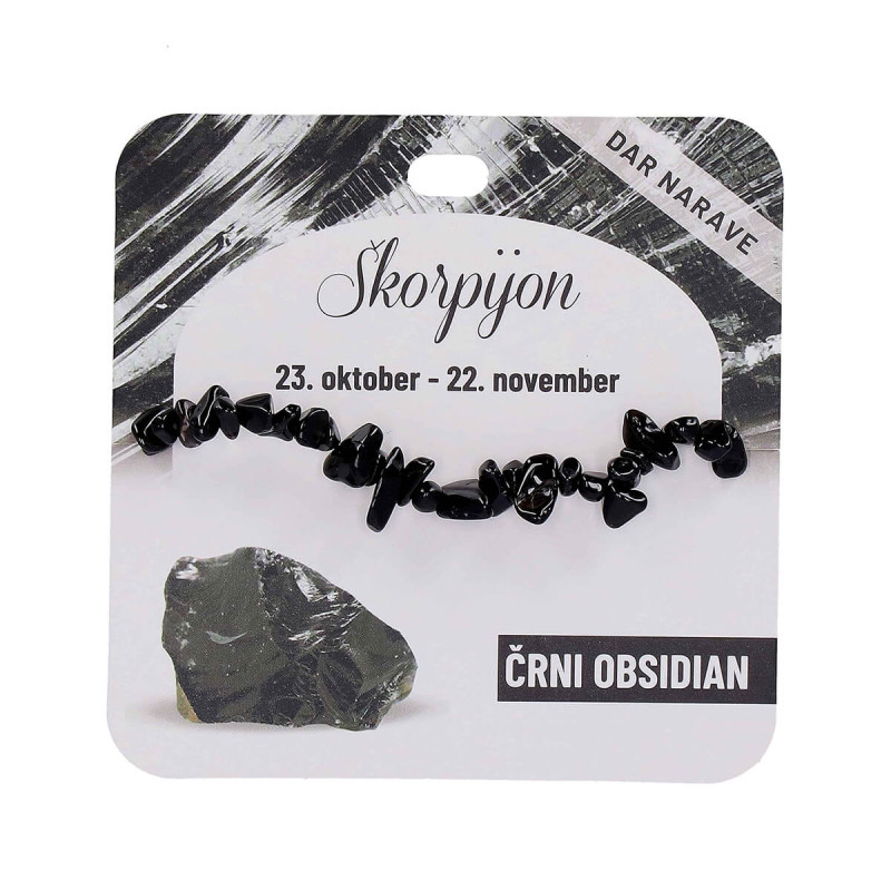 Zapestnica Zodiak, obsidian