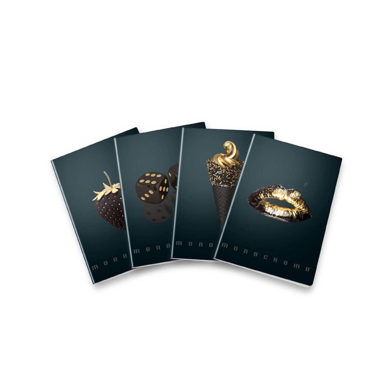 Zvezek A4 38 listni, 100g, črtan, Pigna, Monocrome Gold