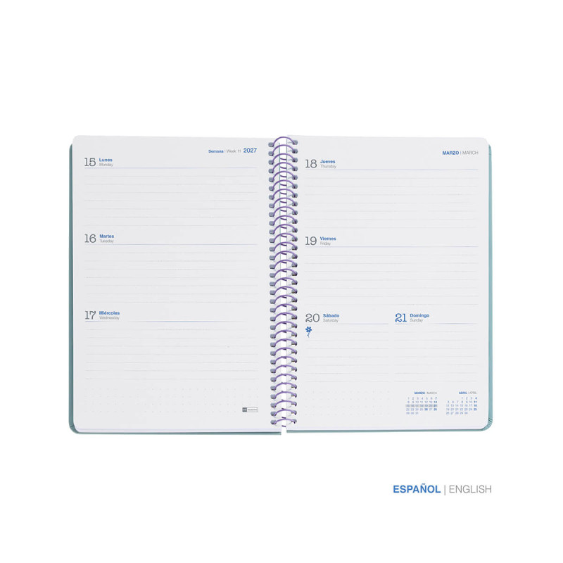 Šolski planer, tedenski, 10-mesečni, špiralni, 155x213mm, Lilac 26/27