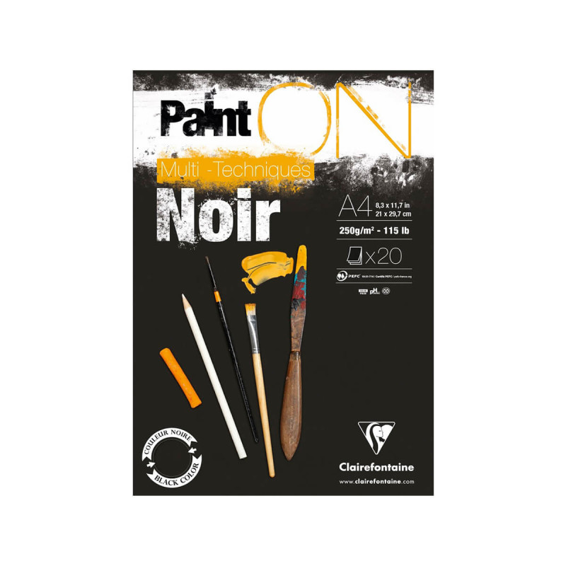 Blok paint on glued pad, A4, 20l, 250g črn papir