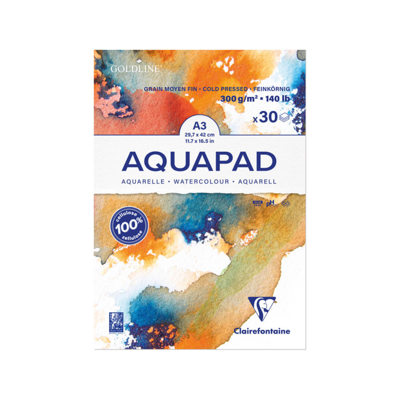 Blok goldline aqua A3, 30l, 300g, bel papir