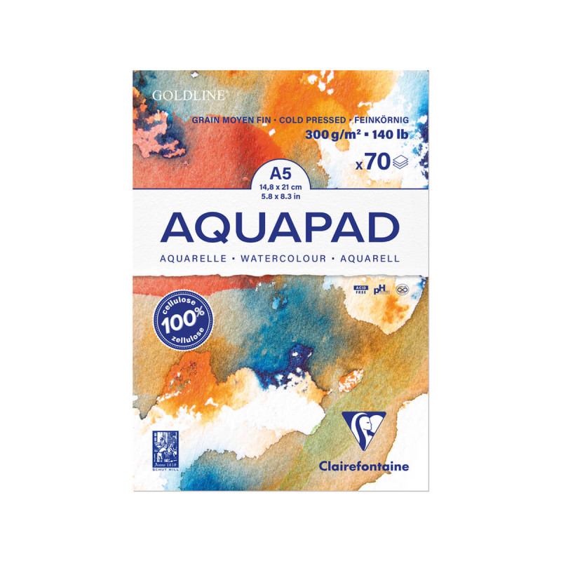 Blok goldline aqua A5, 70l, 300g, bel papir