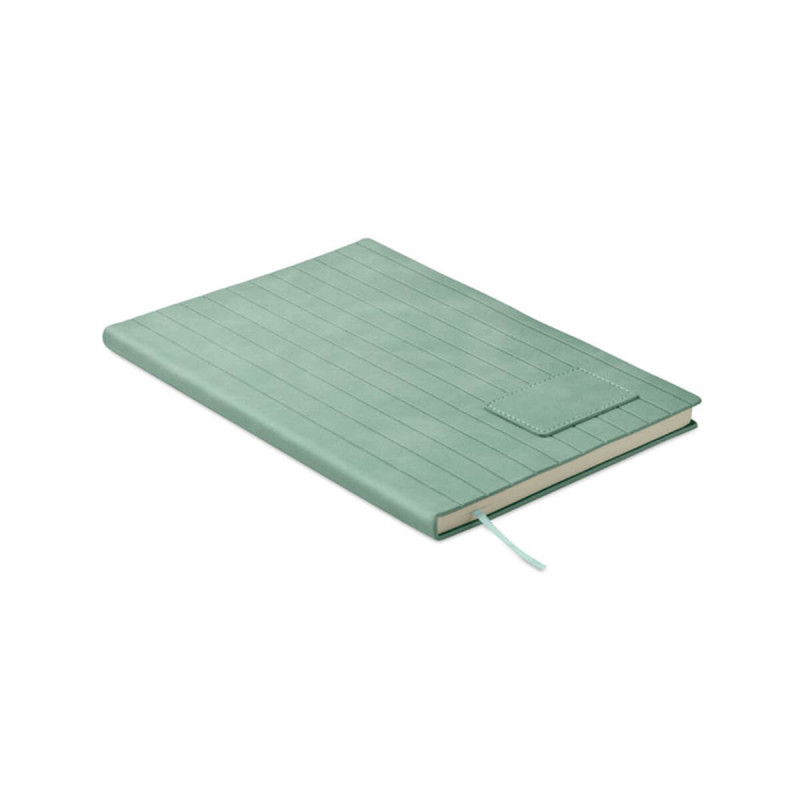 A5 blok z mehko, rebrasto platnico, 80 listni, z barvno usklajenim trakom za označevanje, zelen