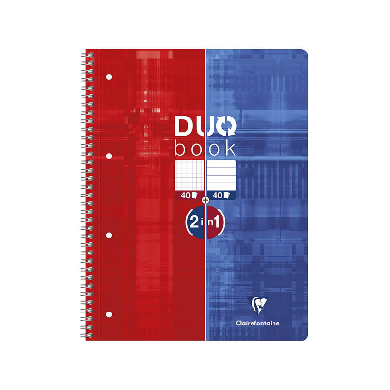 Špiralni zvezek A4 duo 80 listni, 40 listov karo in 40 listov črtani