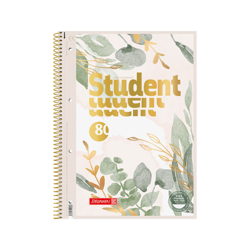 Špiralni zvezek, Brunnen, Student Color Code, Bloom, A4, črtan, 80 listni