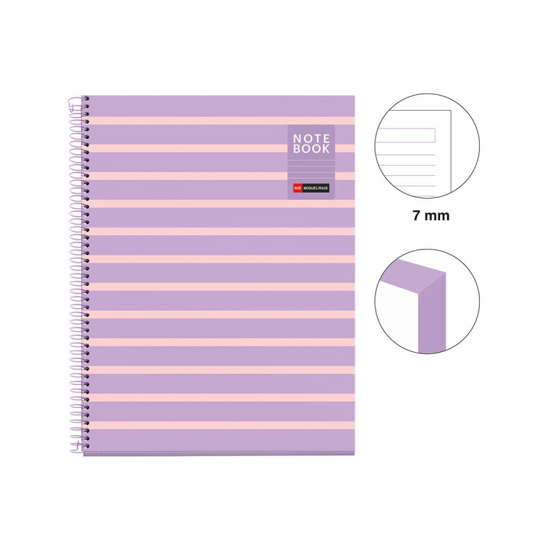 Špiralni zvezek, Miquelrius, A4, 80-listni, črtan, Between The Lines, Pink