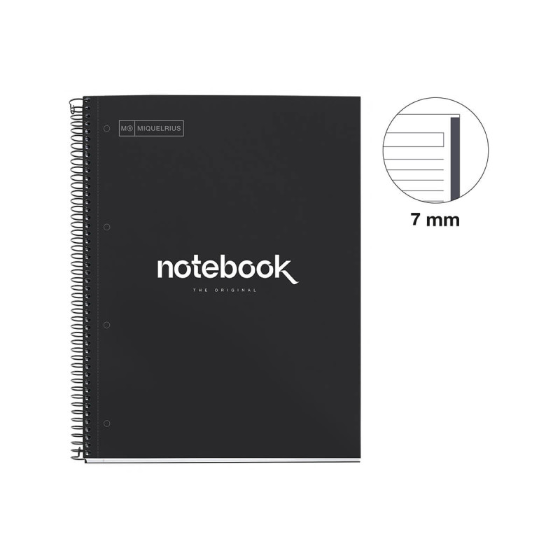 Špiralni zvezek, Miquelrius, A4, 80-listni, črtan, Emotions, Black
