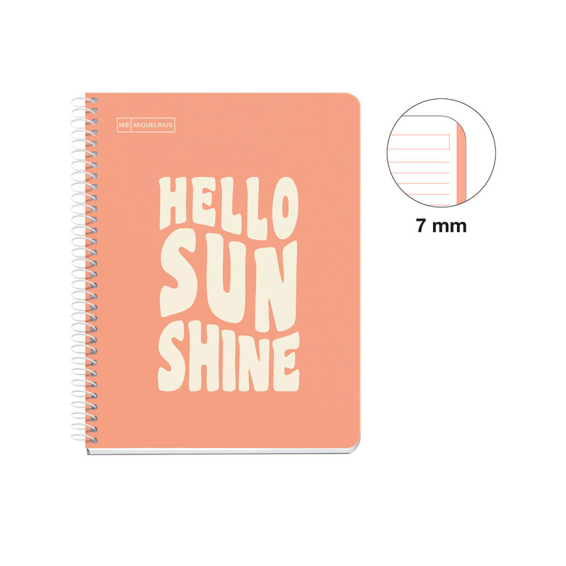 Špiralni zvezek, Miquelrius, A5, 100-listni, črtan, Messages, Peach