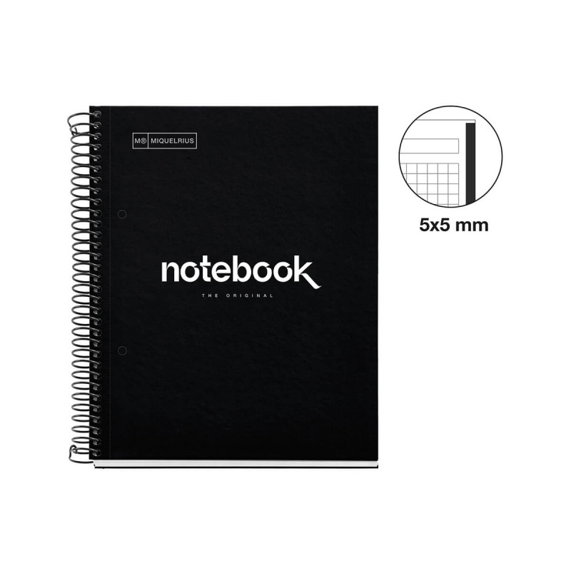 Špiralni zvezek, Miquelrius, A5, 80-listni, črtan, Emotions, Black