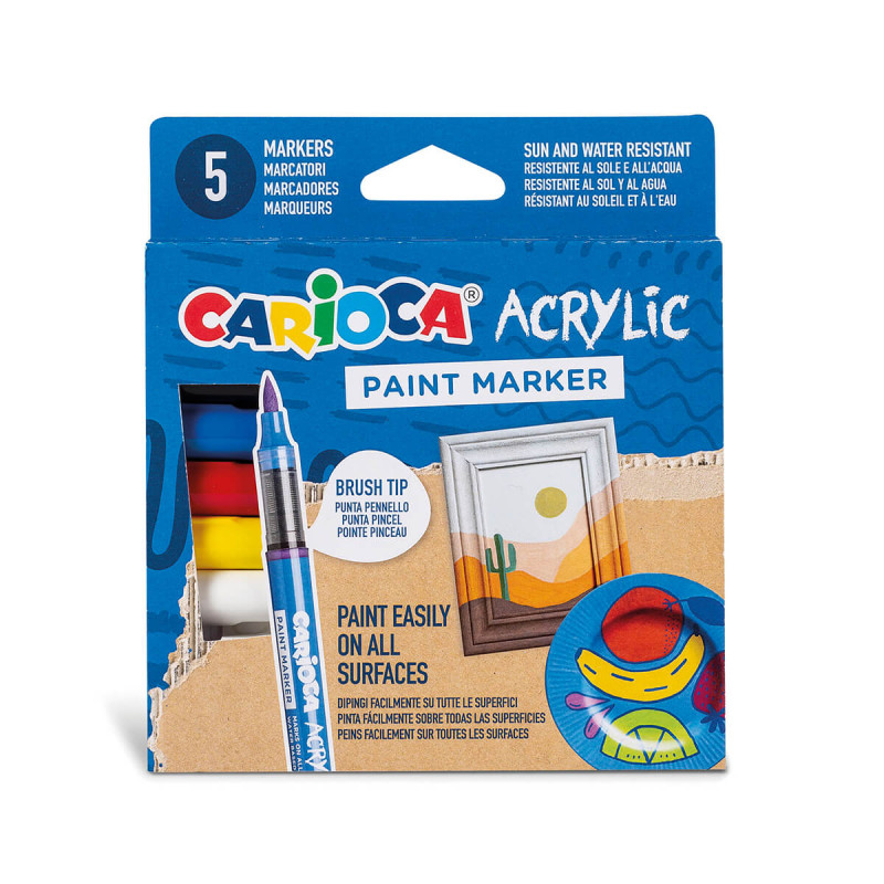 Flomastri, Carioca, akrilni, 5 kos, kartonska embalaža