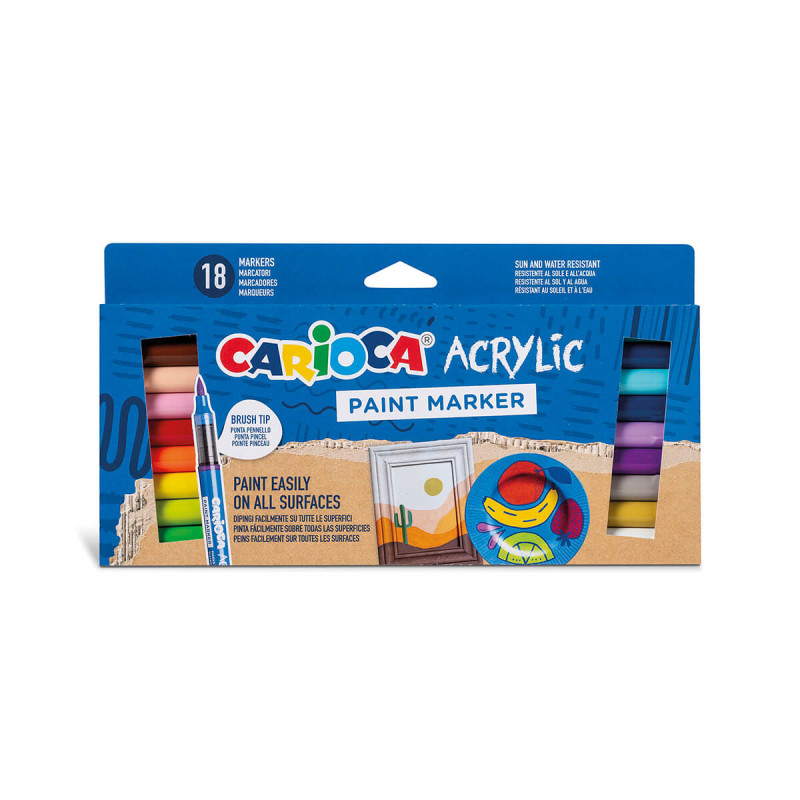 Flomastri, Carioca, akrilni, 18 kos, kartonska embalaža