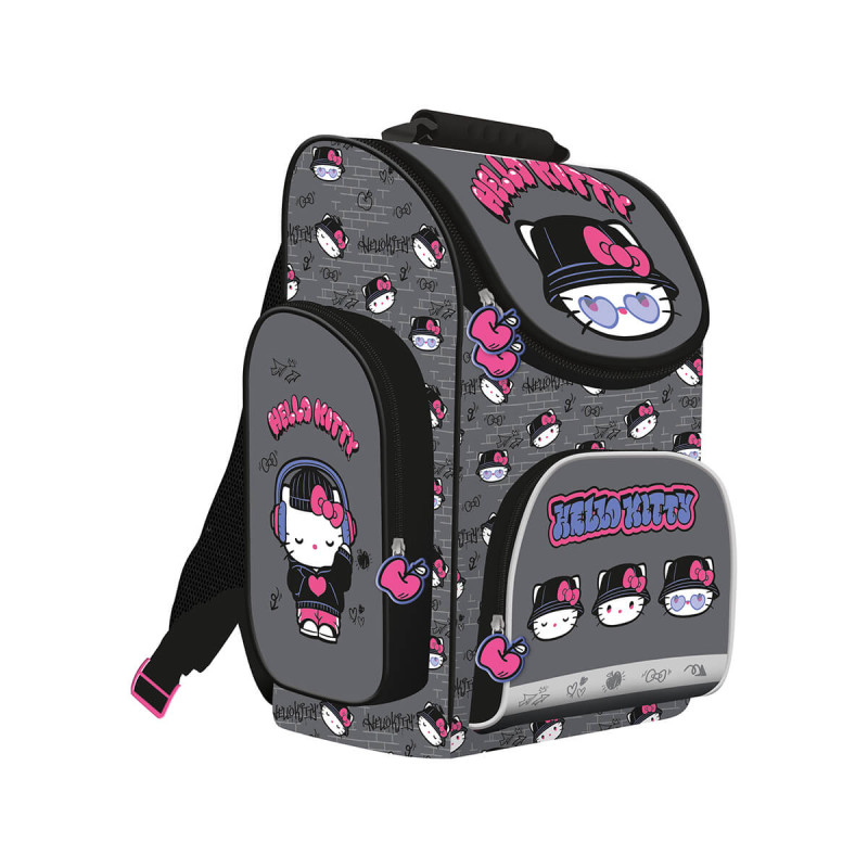 Šolski nahrbtnik 14", siv, HELLO KITTY