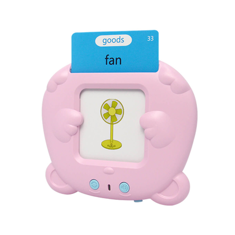 Naprava za učenje angleškega jezika, 12 kategorij, 112 kartic, 224 besed, učenje skozi igro, roza.