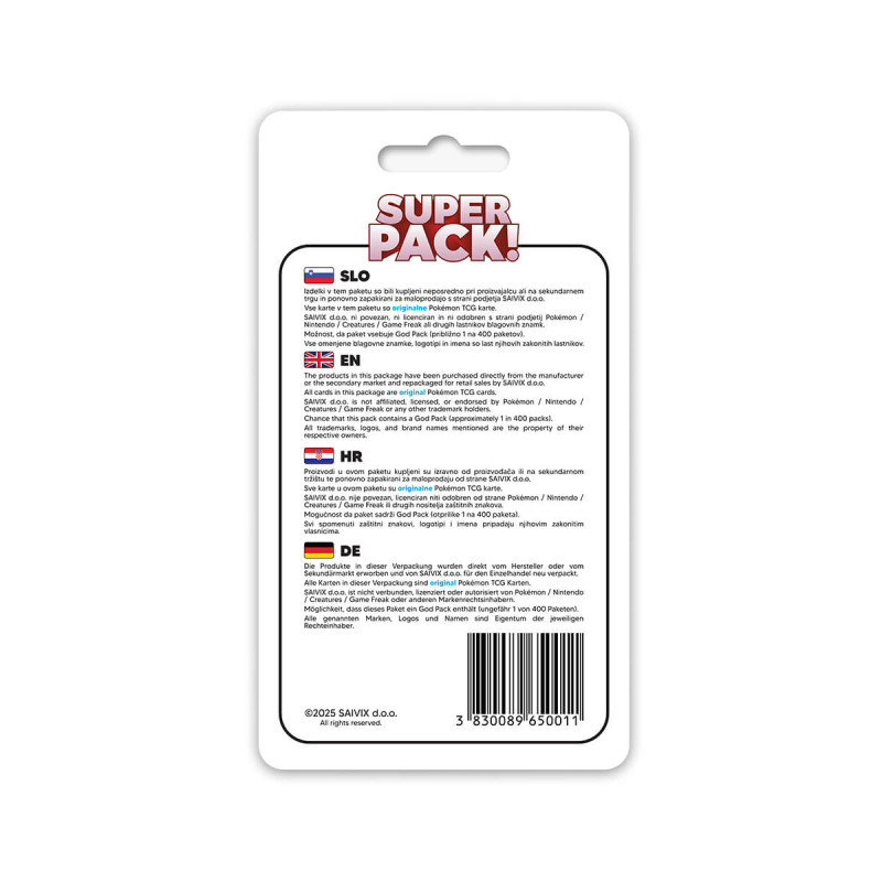 Pokemon karte, Super Pack, 50 kos