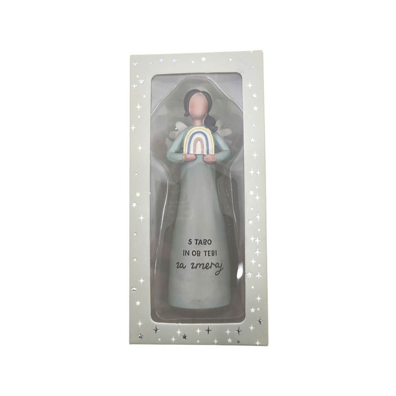 Keramični angel z napisom S tabo in ob tebi za zmeraj, 11 cm.