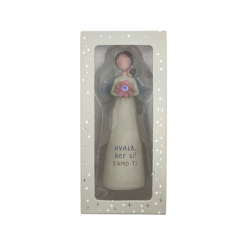 Keramični angel z napisom  Hvala ker si! Samo ti., 11 cm.