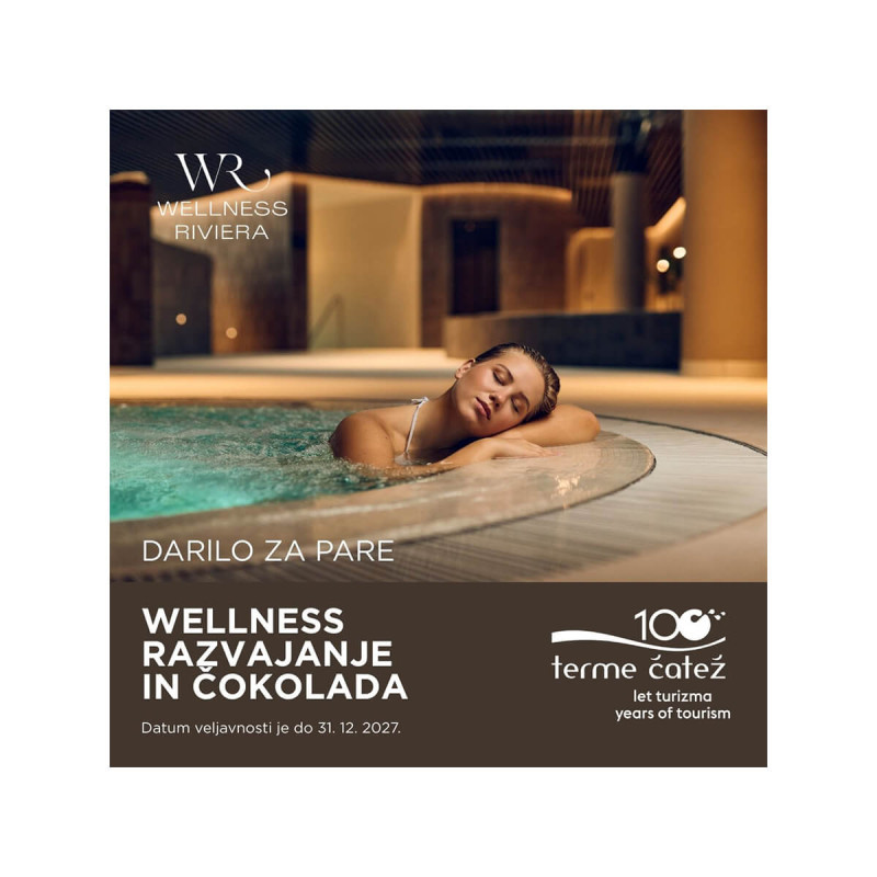 Darilni paket razvajanje s čokoladico 89 EUR Terme Čatež